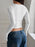 Ribbed Long Sleeve Square Neck Cropped T-Shirt - Byyde