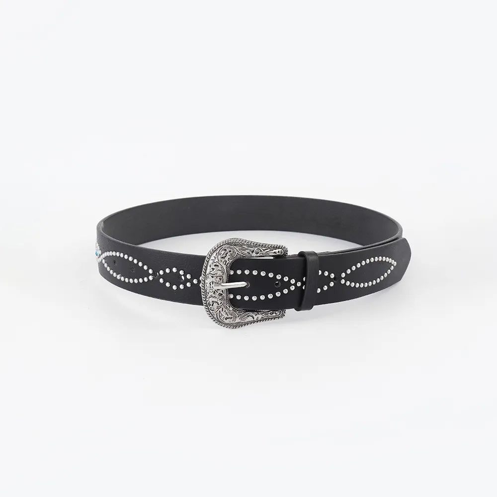 PU Leather Rhinestone Belt - Byyde