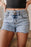 Rhinestone Light Wash Raw Hem High Waist Denim Shorts - Byyde