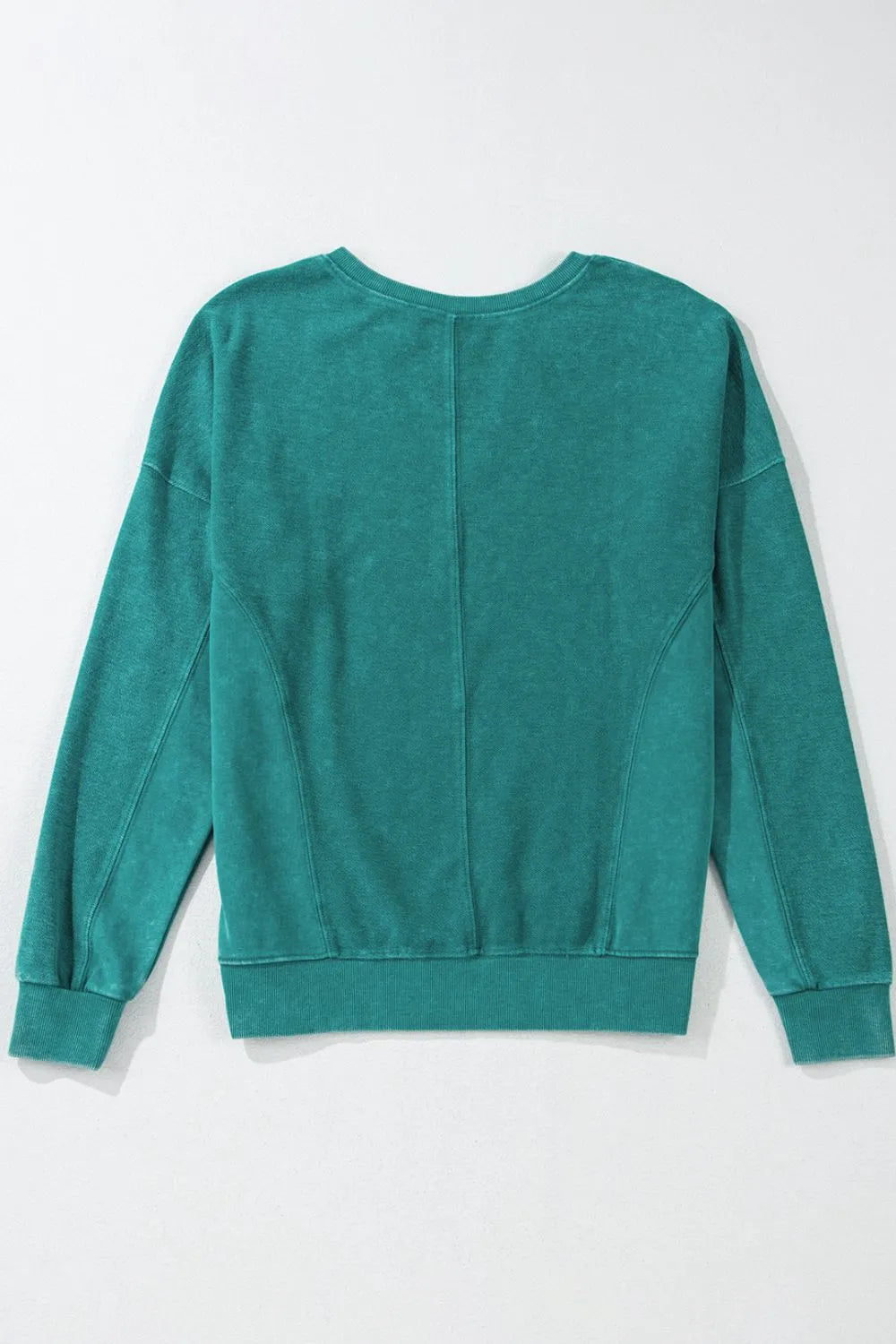 Notched Drop Shoulder Long Sleeve Sweatshirt - Byyde