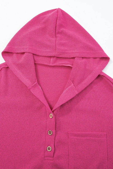 Exposed Seam Detail Henley Knit Hoodie - Byyde