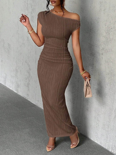 Asymmetrical One Shoulder Bodycon Maxi Dress - Byyde