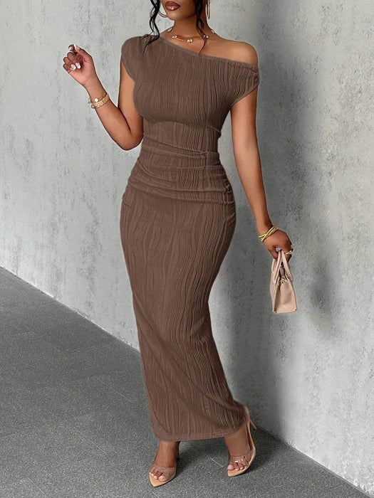 Asymmetrical One Shoulder Bodycon Maxi Dress - Byyde
