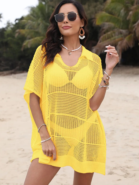 Hollow Out Collared Neck Cover-Up - Byyde