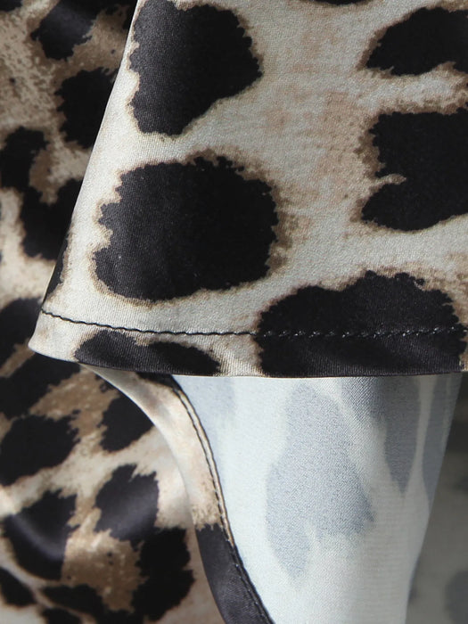 Leopard Print Satin Maxi Dress - Byyde