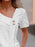 Eyelet Asymmetrical Short Sleeve T-Shirt - Byyde