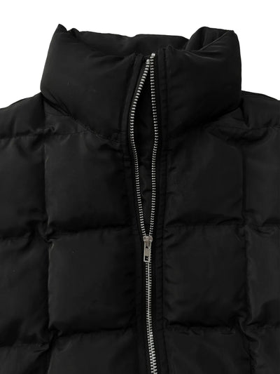 Pocketed Plaid Quilted Zip Up Winter Coat - Byyde