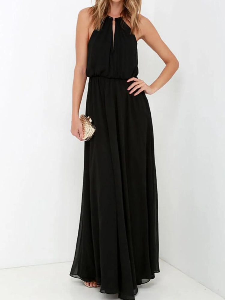 Pleated Sleeveless Maxi Tank Dress - Byyde