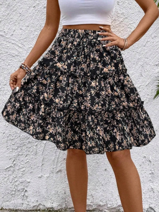 Floral Print Midi Skirt - Byyde