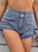Ruched Side Drawstring Denim Shorts - Byyde