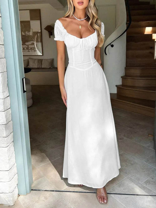Devine Sweetheart Neck Short Sleeve Maxi Dress - Byyde