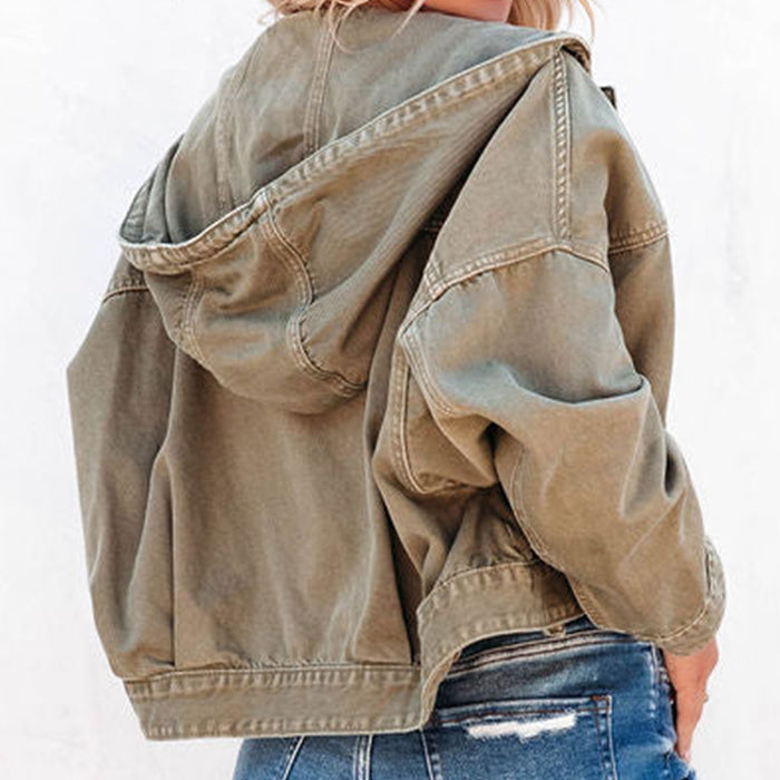 Hooded Dropped Shoulder Denim Jacket - Byyde