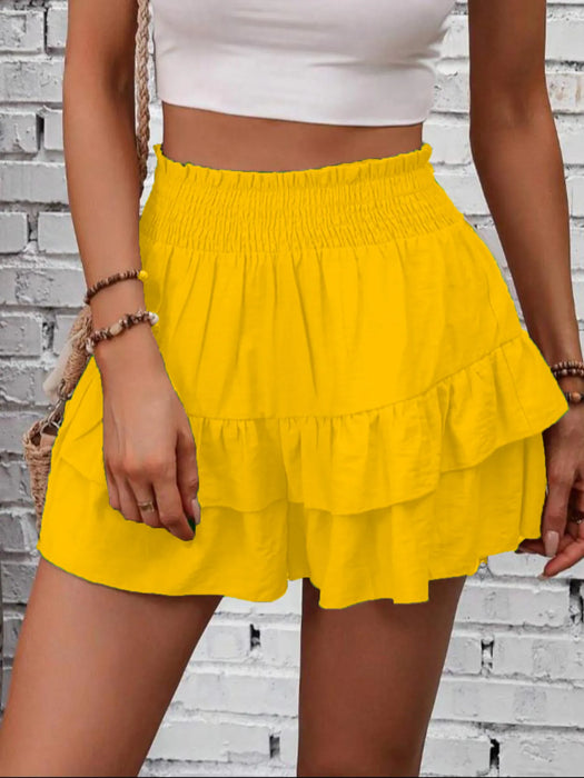 Ruffle Layered High Waist Casual Skort - Byyde