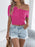 Openwork Single Shoulder Short Sleeve Knit Top - Byyde