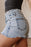 Rhinestone Light Wash Raw Hem High Waist Denim Shorts - Byyde