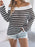Openwork Striped Off-Shoulder Knit Top - Byyde