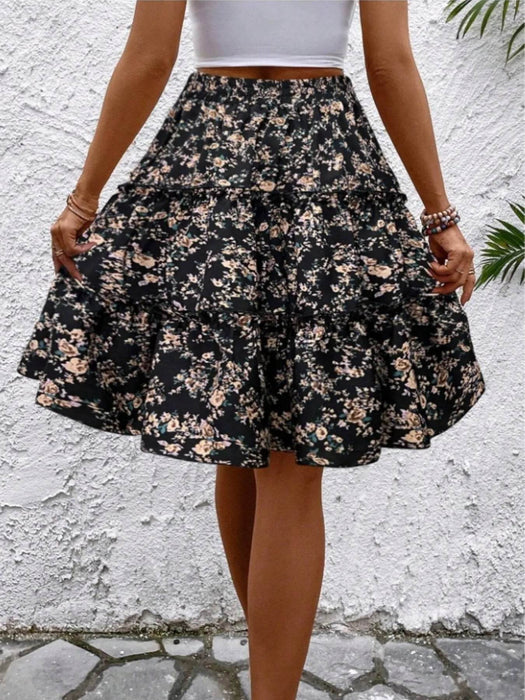 Floral Print Midi Skirt - Byyde