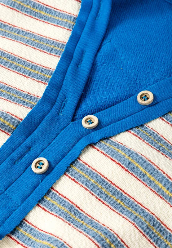 Striped Johnny Collar Long Sleeve Sweatshirt - Byyde