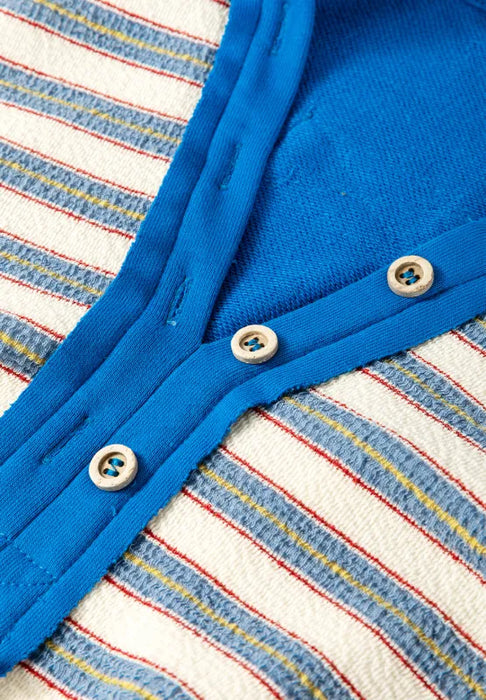Striped Johnny Collar Long Sleeve Sweatshirt - Byyde