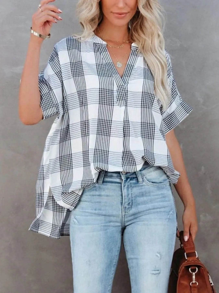 Full Size Oversized Notched Casual Shirt Plus Size - Byyde