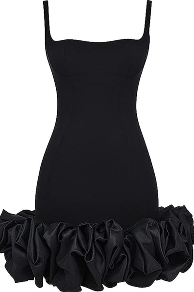 Ruched Square Neck Sleeve Mini Dress - Byyde