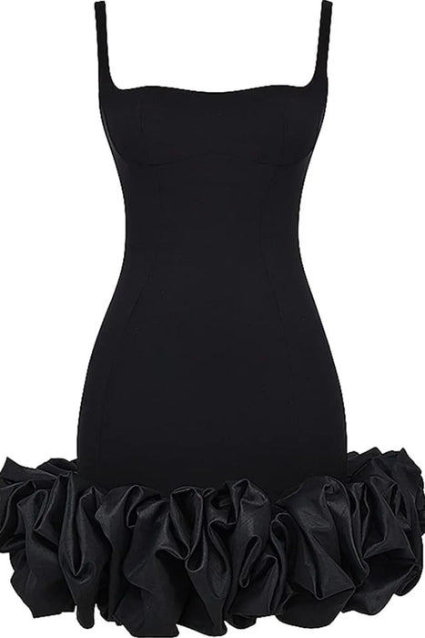 Ruched Square Neck Sleeve Mini Dress - Byyde