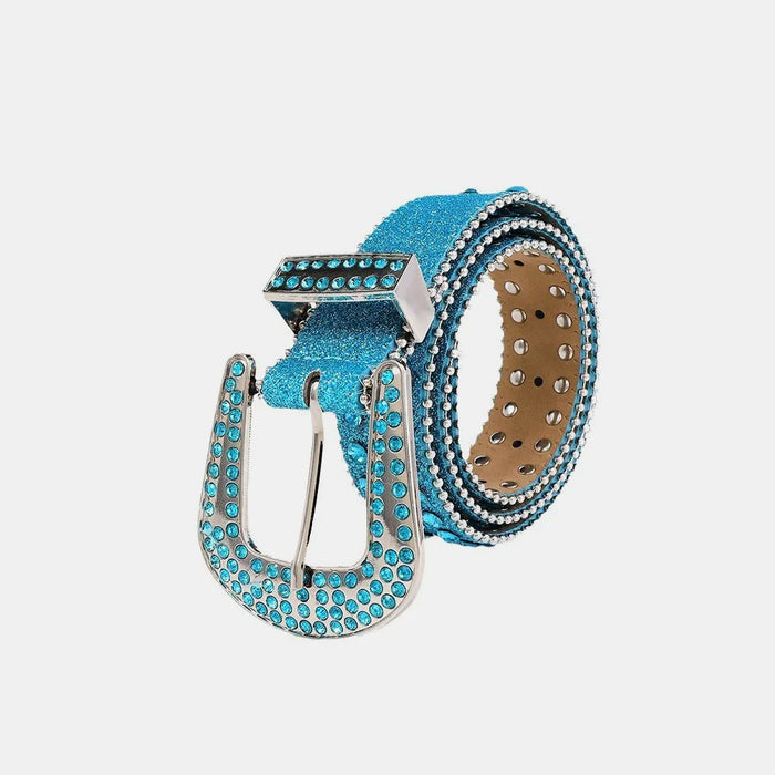 Rhinestone PU Leather Belt - Byyde