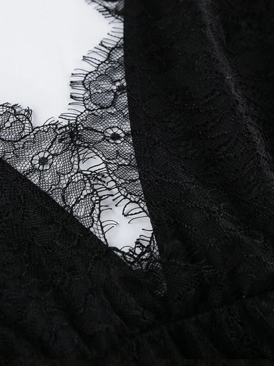 Lace Deep V-Neck Maxi Dress - Byyde