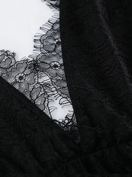Lace Deep V-Neck Maxi Dress - Byyde