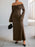 Off-Shoulder Long Sleeve Bodycon Maxi Dress - Byyde