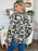 Double Take Full Size Printed Ruffle Trim Balloon Sleeve Shirt - Byyde