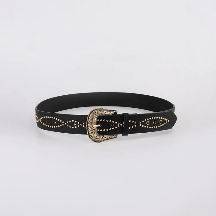 PU Leather Rhinestone Belt - Byyde