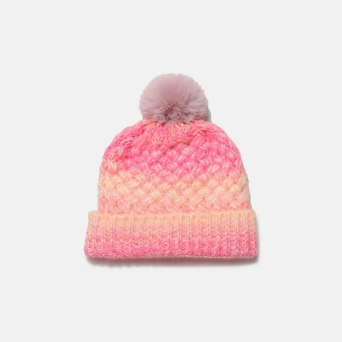 Gradient Knit Hat with Pompom - Byyde