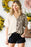 Leopard Color Block V-Neck Blouse - Byyde