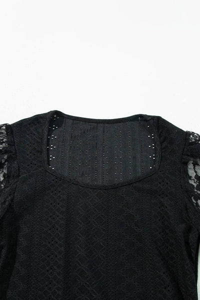 Eyelet Lace Long Sleeve Bodysuit - Byyde