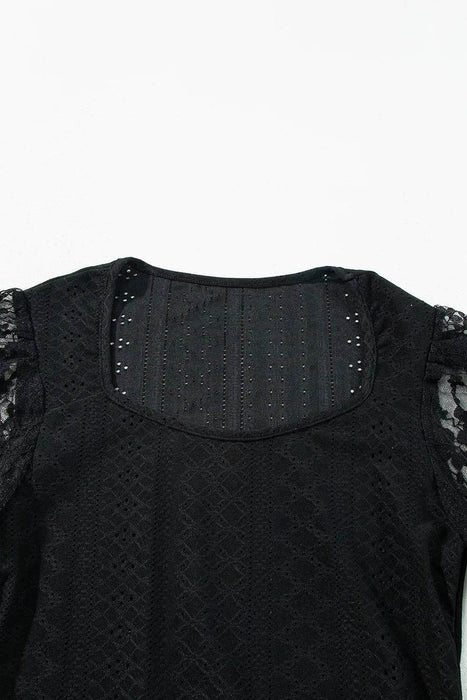 Eyelet Lace Long Sleeve Bodysuit - Byyde