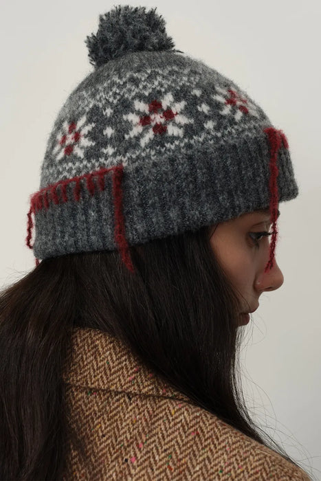 Seam Trim Geometric Knit Hat - Byyde