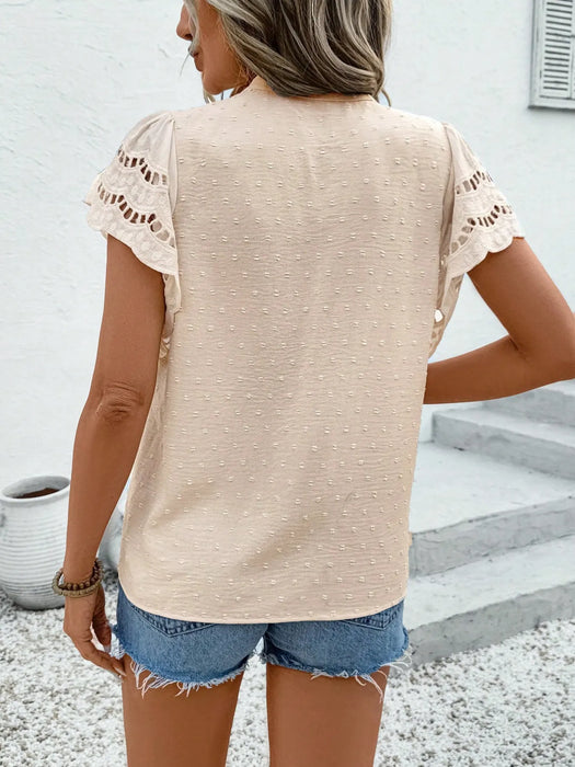Swiss Dot Cutout Button Down Shirt - Byyde