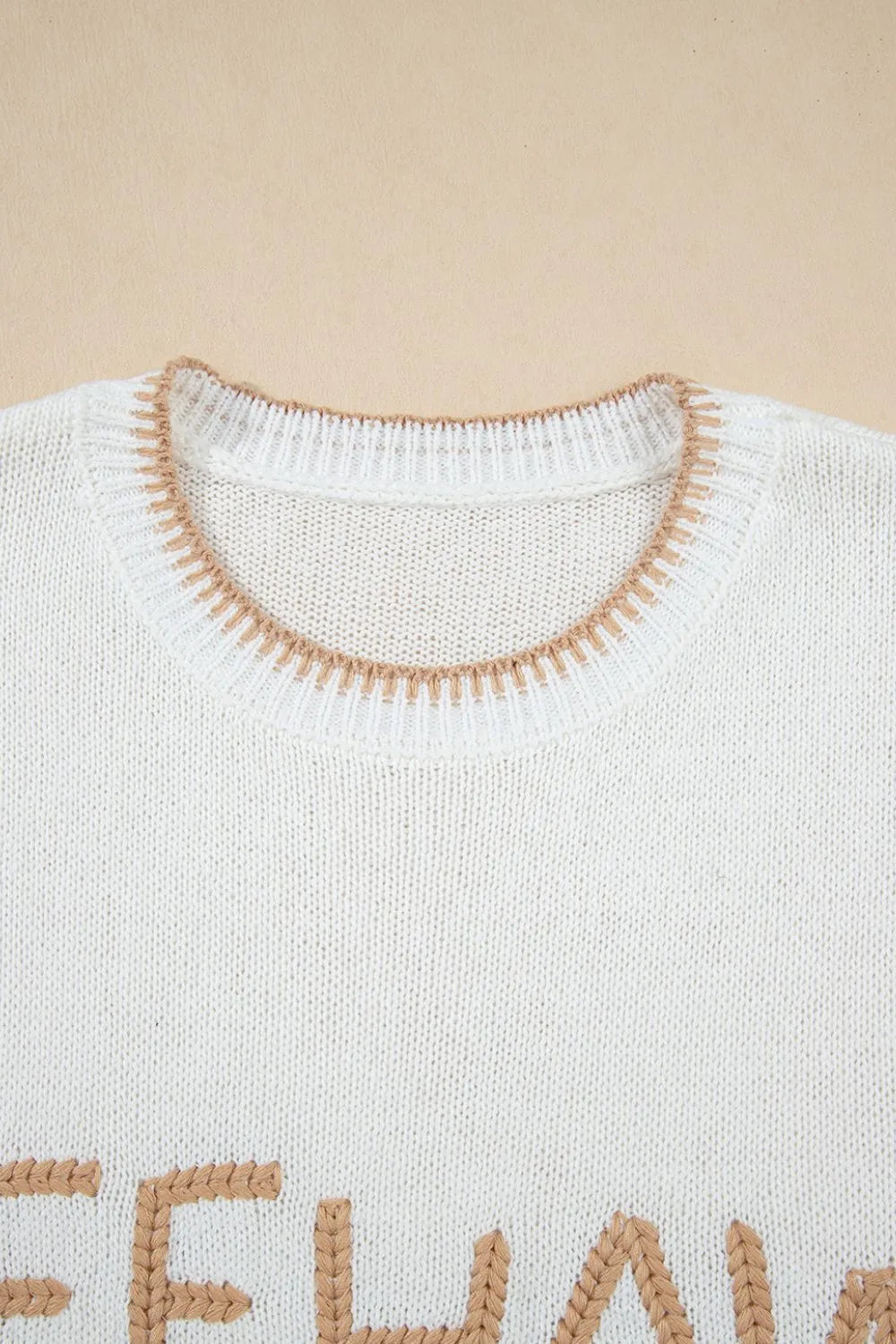 YEEHAW Stitch Edge Crew Neck Knit Top - Byyde