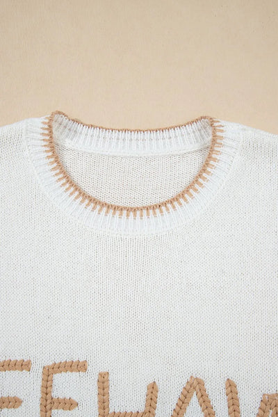 YEEHAW Stitch Edge Crew Neck Knit Top - Byyde