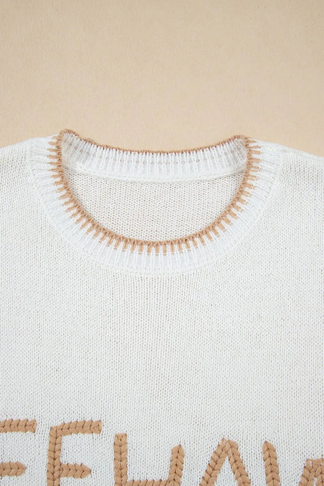 YEEHAW Stitch Edge Crew Neck Knit Top - Byyde