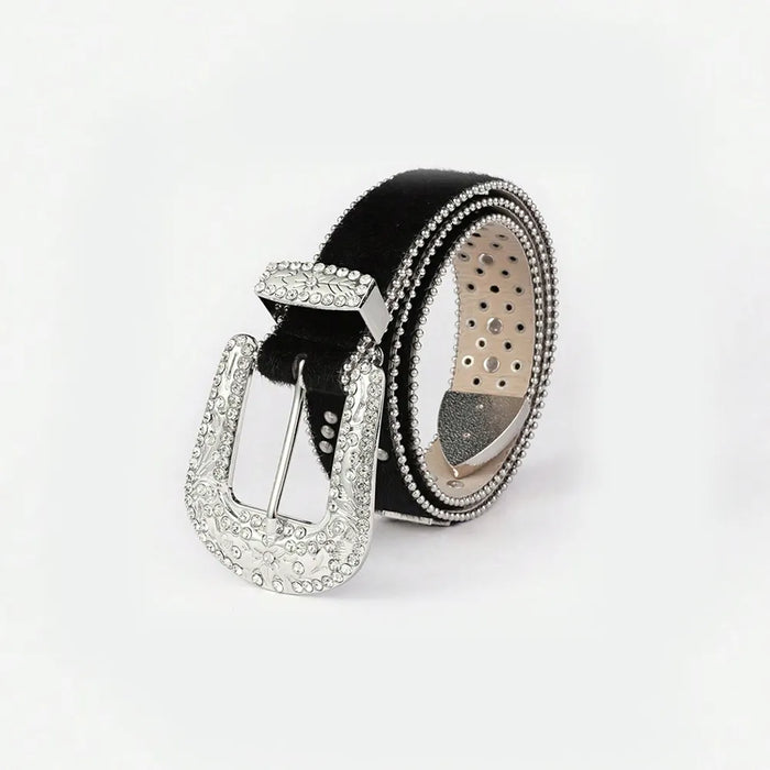 PU Leather Inlaid Rhinestone Belt - Byyde
