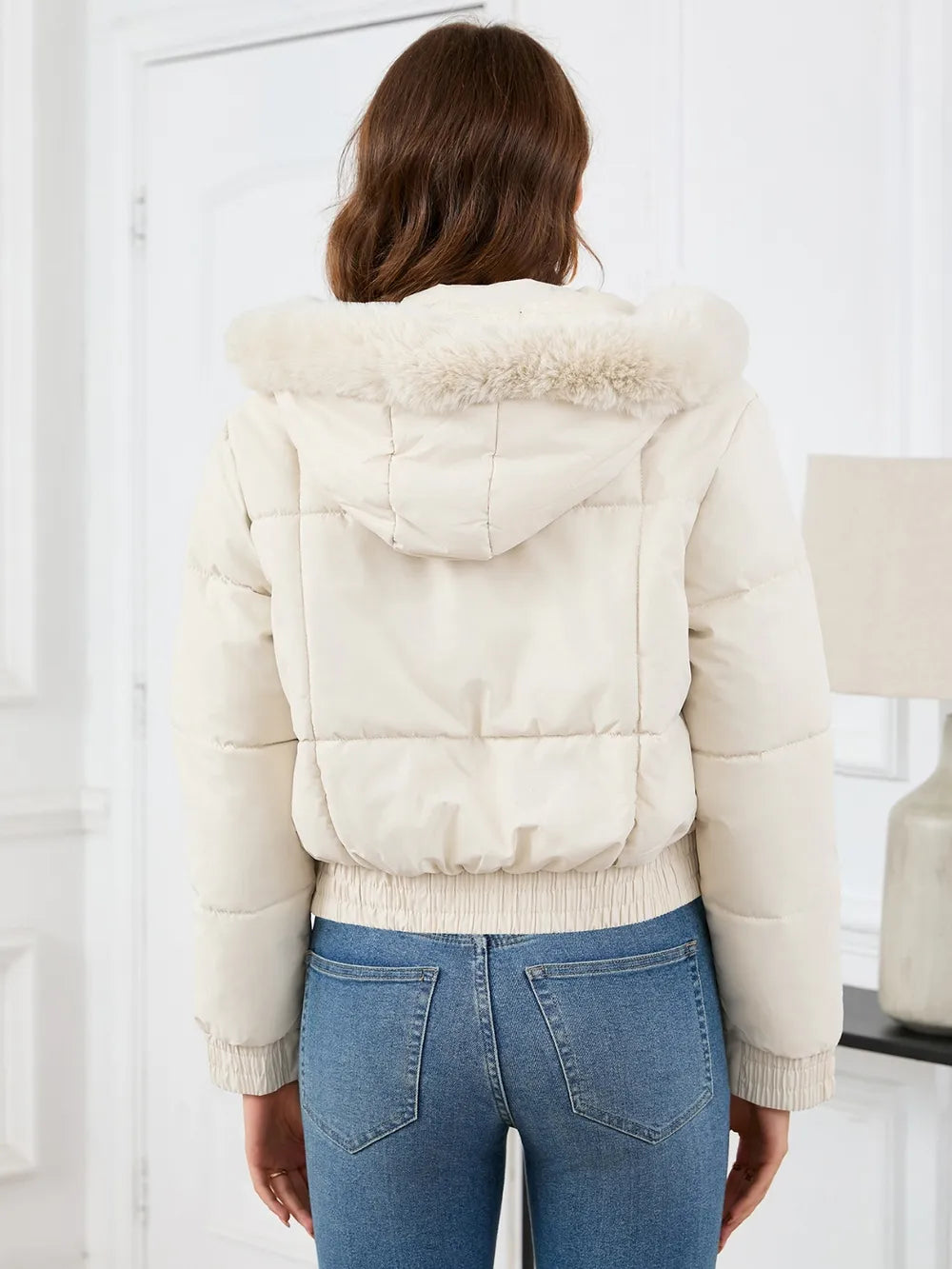 Pocketed Long Sleeve Cropped Hooded Winter Coat - Byyde