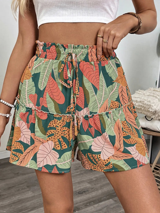Tropical Print High Waist Shorts - Byyde