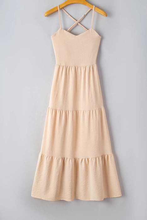 Tiered Crisscross Spaghetti Strap Dress - Byyde