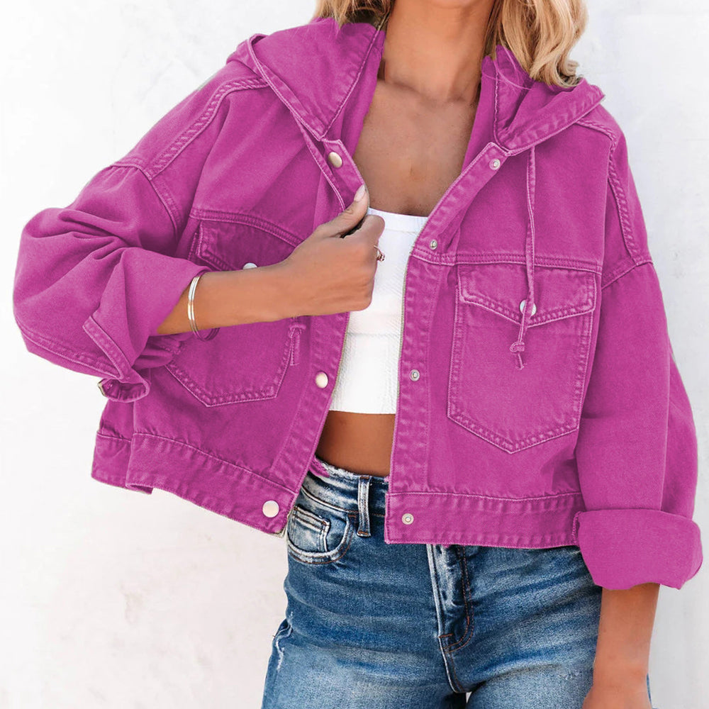 Hooded Dropped Shoulder Denim Jacket - Byyde