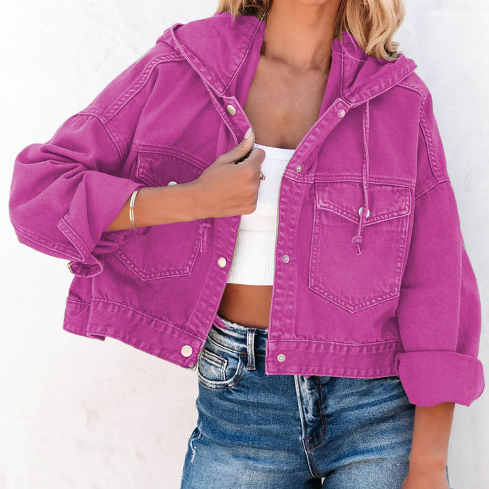 Hooded Dropped Shoulder Denim Jacket - Byyde