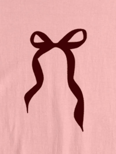 Plus Size Bow Round Neck Short Sleeve T-Shirt - Byyde