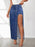 High Rise Slit Denim Skirt - Byyde