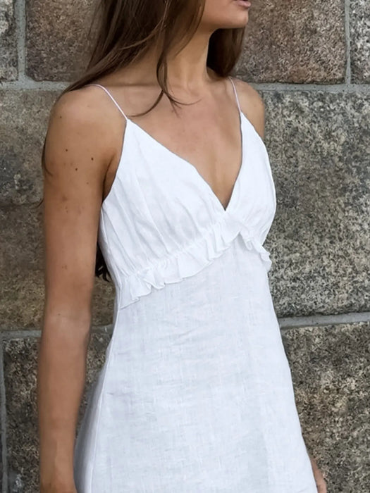 Ruffled V-Neck Maxi Dress - Byyde